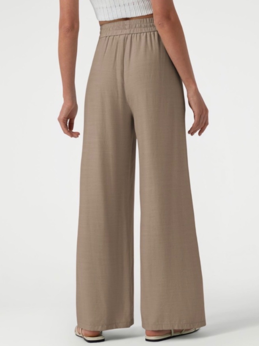 NWT Halara High-Waisted Drawstring Wide-Leg Linen-Blend Pants with Pockets large - Picture 3 of 6
